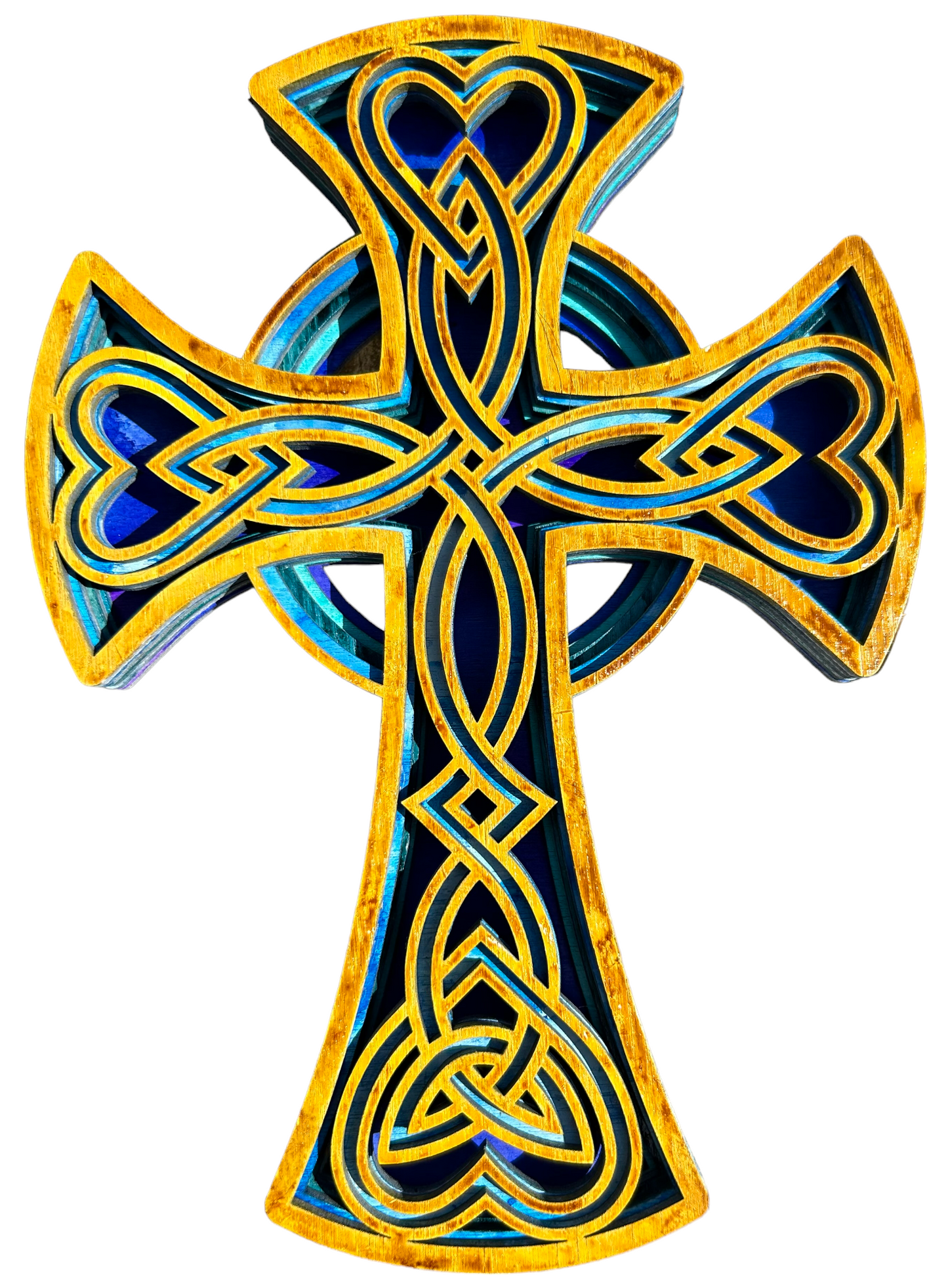 Handmade Laser Wood 3D Layered Gothic Cross