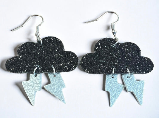 Black Cloud Faux Leather Earrings, Funny Medical Bad Luck Magnet